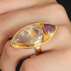 Bague Améthyste et Quartz