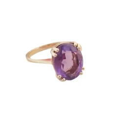 Bague Améthyste Ovale en Solitaire Or Jaune