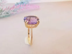 Bague Améthyste Ovale en Solitaire Or Jaune