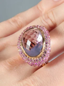 Bague Améthyste Saphirs roses