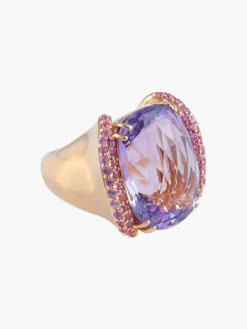 Bague Améthyste Saphirs roses