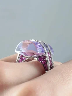 Bague Améthyste Spinelles et Diamants