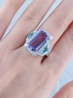 Bague Améthyste Topaze Diamants