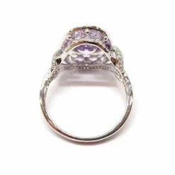 Bague améthystes diamants or blanc
