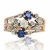 Bague ancienne 3 anneaux saphirs diamants