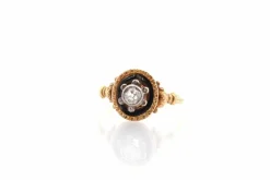 Bague ancienne 1900 diamants en or et émail