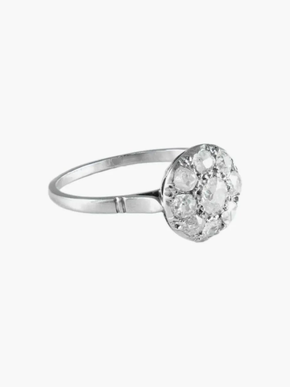 Bague Ancienne " Marguerite " Platine Diamants