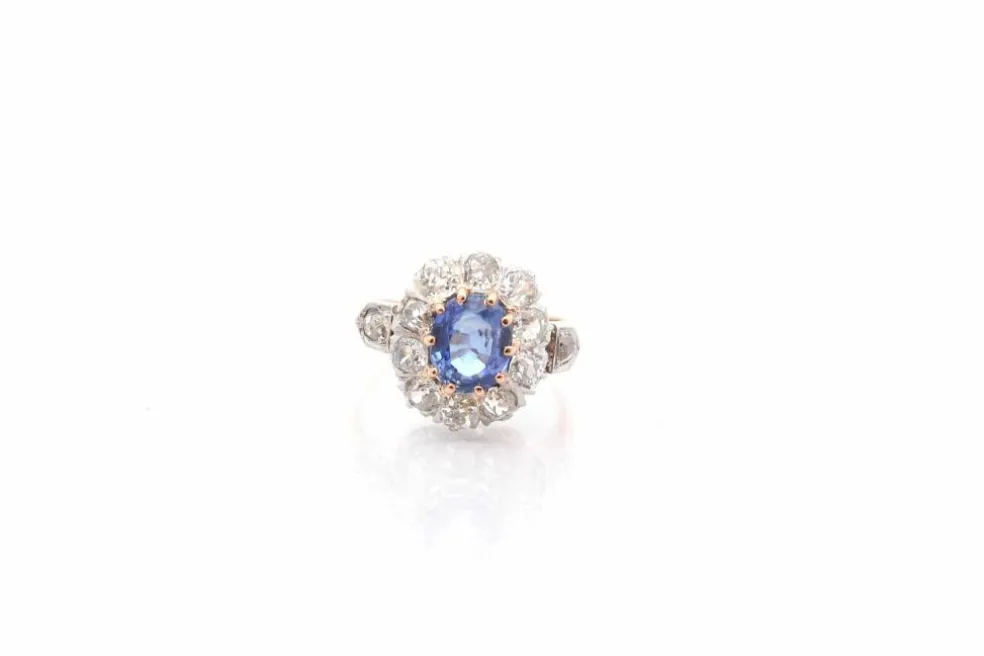 Bague ancienne 1900 saphir et diamants
