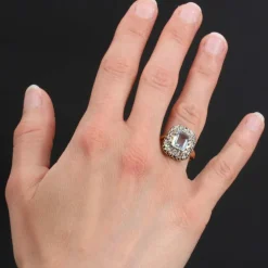 Bague ancienne aiguemarine diamants