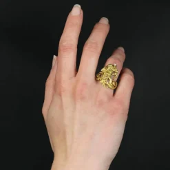 Bague ancienne angelot en or et son diamant