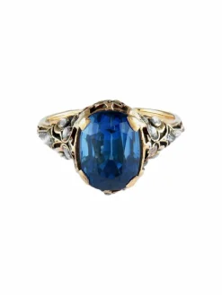 BAGUE ANCIENNE ANNEES 1900 OR ET SAPHIR