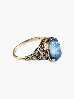 BAGUE ANCIENNE ANNEES 1900 OR ET SAPHIR