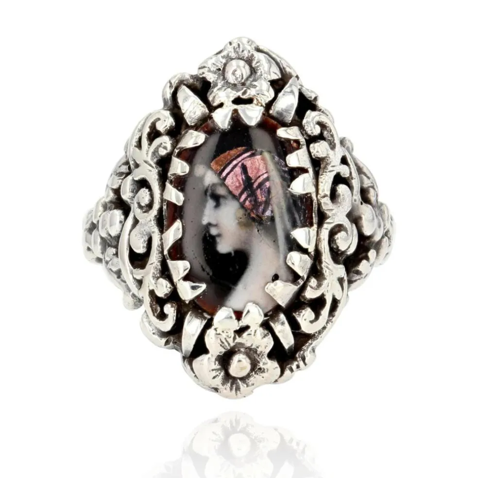 Bague ancienne argent émail