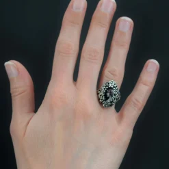 Bague ancienne argent émail
