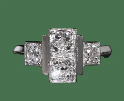 Bague ancienne Art Déco 1930 platine et diamants