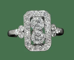 Bague ancienne Art Déco 1920 platine et diamants