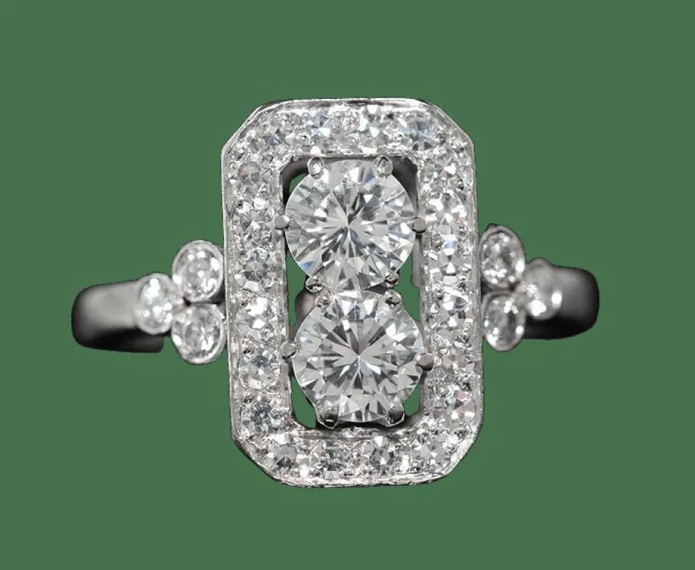 Bague ancienne Art Déco 1920 platine et diamants