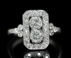 Bague ancienne Art Déco 1920 platine et diamants