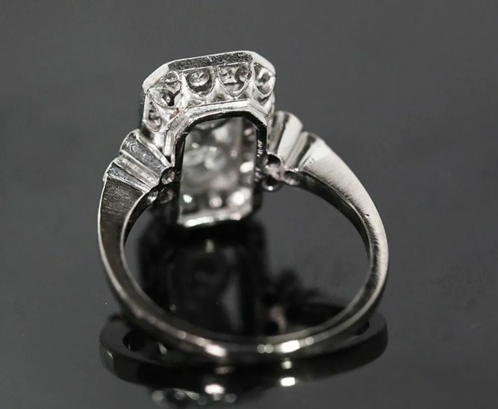 Bague ancienne Art Déco 1920 platine et diamants