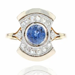Bague ancienne art déco saphir diamants