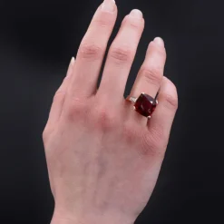 Bague ancienne art déco tourmaline coussin et diamants