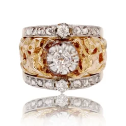 Bague ancienne bandeau chimères diamants