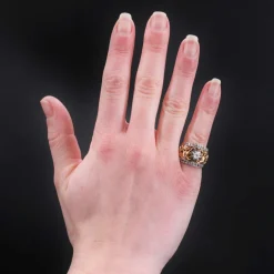 Bague ancienne bandeau chimères diamants