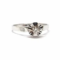 Bague ancienne diamant or blanc