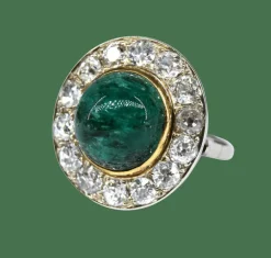 Bague ancienne diamants émeraude