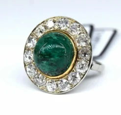 Bague ancienne diamants émeraude