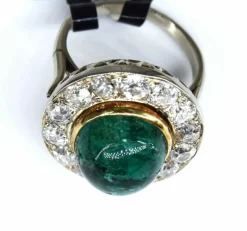 Bague ancienne diamants émeraude