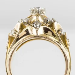 Bague ancienne dôme d'écailles et de diamants