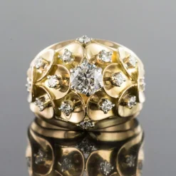 Bague ancienne dôme d'écailles et de diamants