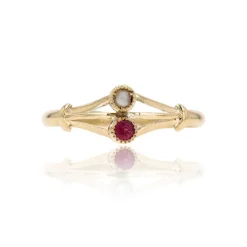 Bague ancienne duo perle fine grenat