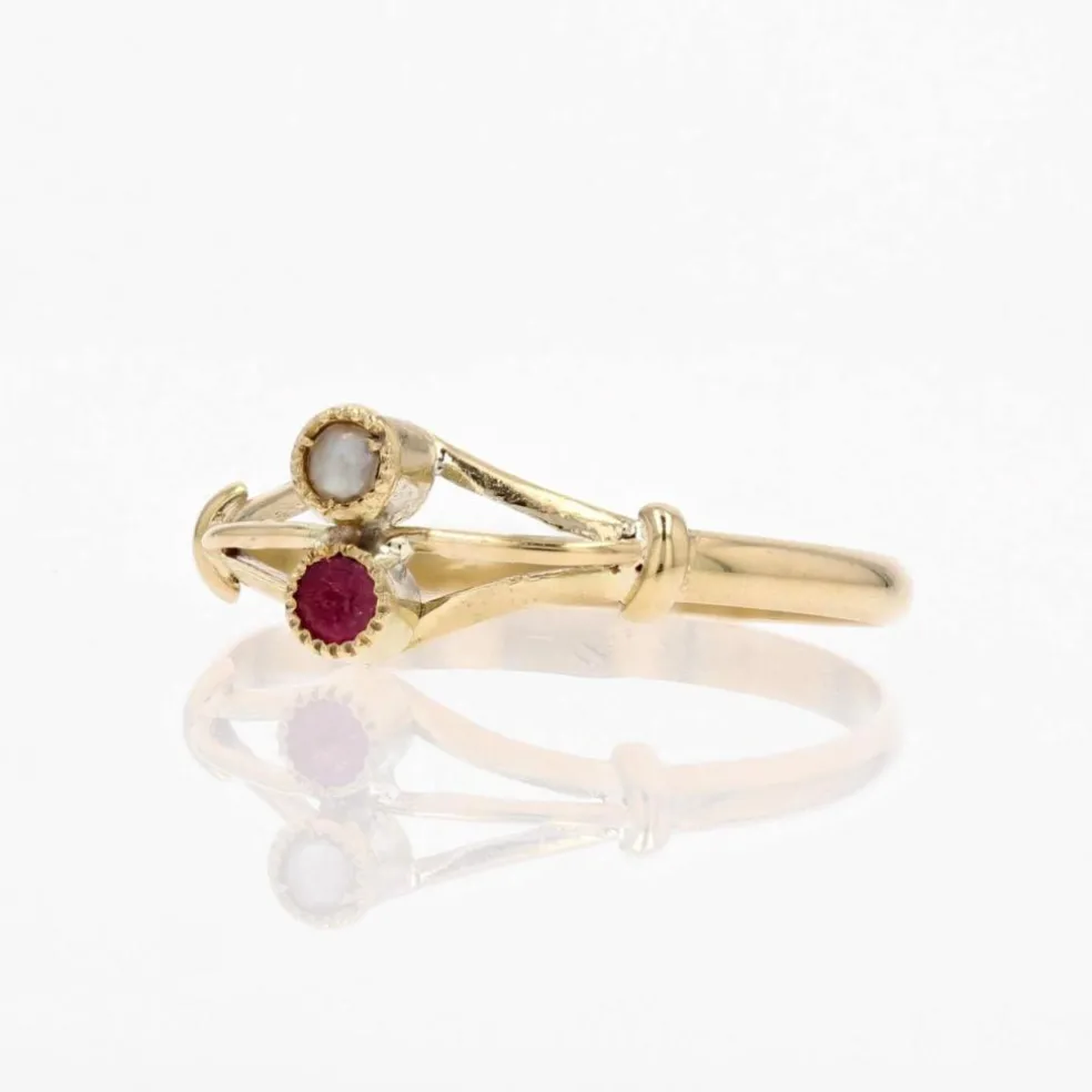 Bague ancienne duo perle fine grenat