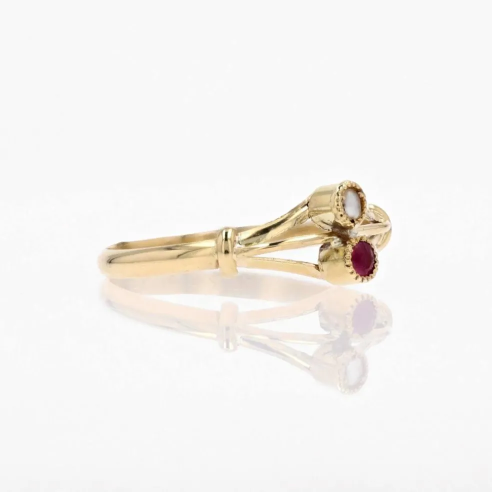 Bague ancienne duo perle fine grenat