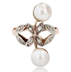 Bague ancienne duo perles et diamants