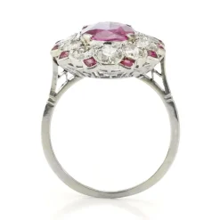 Bague ancienne edouardienne No Heat 2.25 carats rubis de Birmanie et diamants