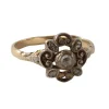 Bague ancienne en or 14 carats et argent avec diamants taille rose