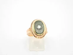 Bague ancienne en or, diamant, jade
