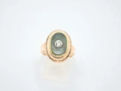 Bague ancienne en or, diamant, jade