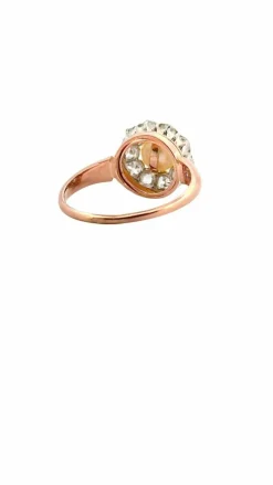 Bague ancienne en or rose 18 carats perle et diamants