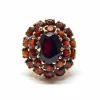 Bague ancienne fleur grenats or jaune