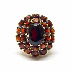 Bague ancienne fleur grenats or jaune