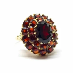 Bague ancienne fleur grenats or jaune