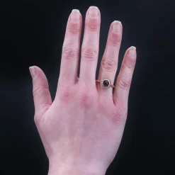 Bague ancienne grenat et diamants ronde