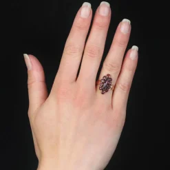 Bague ancienne grenats or rose marquise