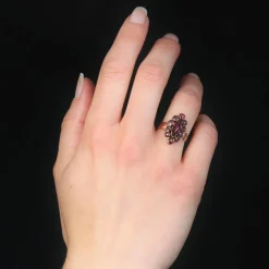 Bague ancienne grenats or rose marquise