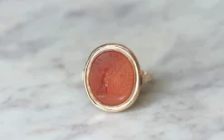 Bague Ancienne Intaille or rose cornaline