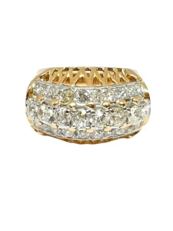 Bague ancienne jarretière en or jaune 18 carats et diamants taille ancienne